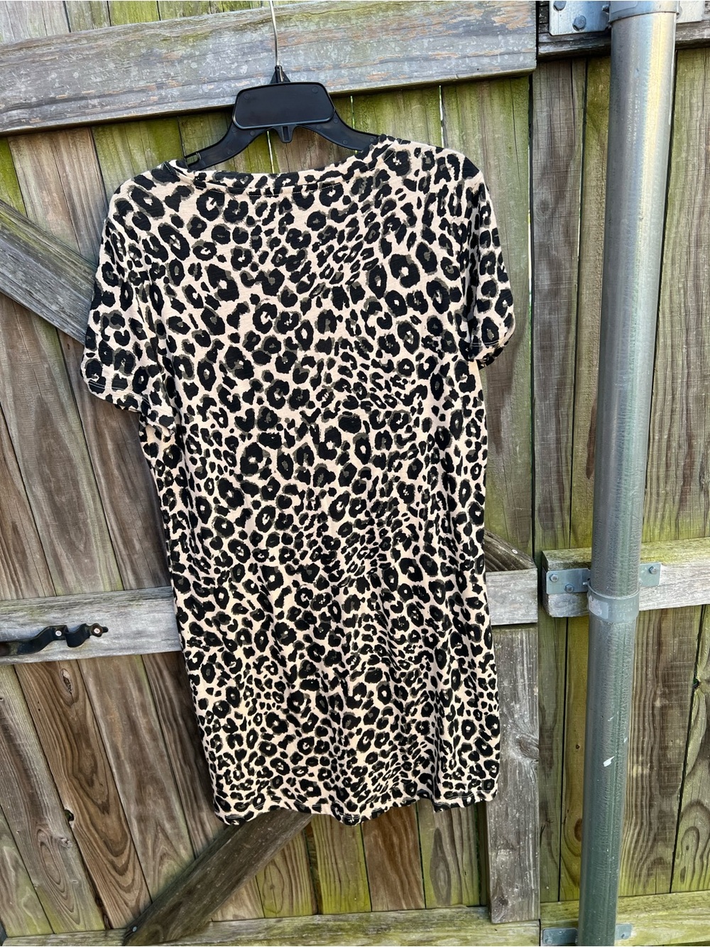 👗Sanctuary Leopard Print Short Sleeve T-Shirt Dress - Neutral Black & Tan - Picture 3 of 7